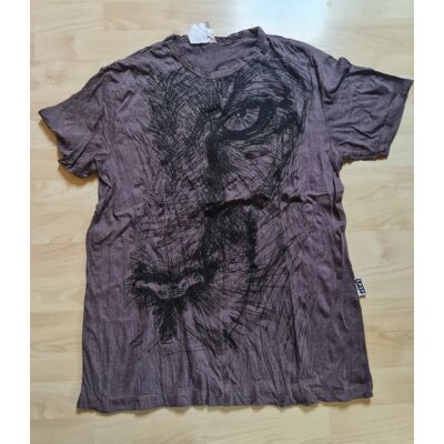 Sure Design férfi póló oroszlánfej mintázattal barnáslila színben-L