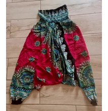 Buggyos Aladdin nadrág bordó alapon zöld-kék-fehér mandala mintázattal