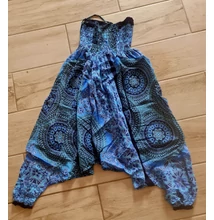  Buggyos aladdin nadrág könnyű nyári anyagból, világoskék alapon kék mandalákkal