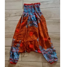 Buggyos Aladdin nadrág narancs-piros-világoskék színben mandalákkal, virágokkal