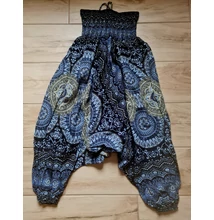 Mély ülepű buggyos aladdin nadrág gyönyörű kék mandalákkal