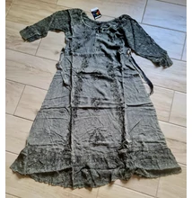 Wow fekete kőmosott hímzett ruha félhosszú ujjal