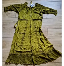 Wow sárga kőmosott hímzett ruha félhosszú ujjal