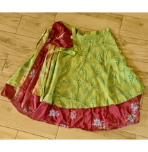 Boho csodás, bő, szélben szálló, földig érő szoknya zöld-püspöklila színekben virágmintával 