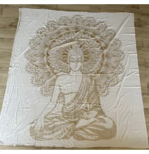Ágyterítő arany Buddha fehér színben