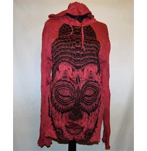 Sure Design unisex kapucnis póló meditáló Buddhafej bordó színben