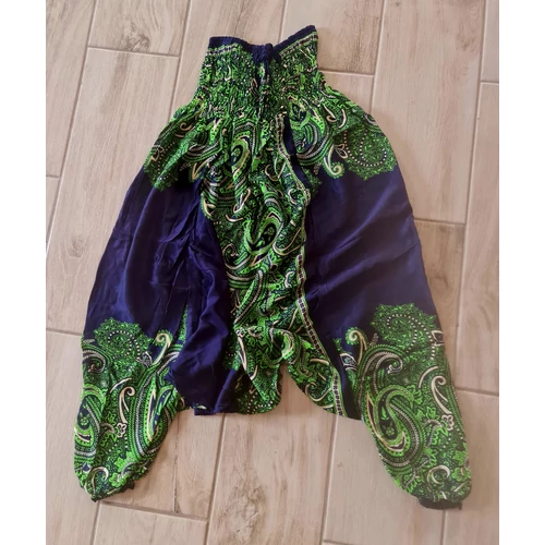 Buggyos Aladdin nadrág egészen sötétkék alapon zöld és sárga mintázattal