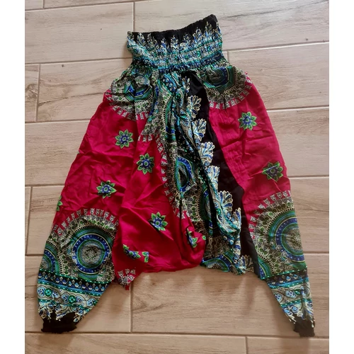 Buggyos Aladdin nadrág bordó alapon zöld-kék-fehér mandala mintázattal